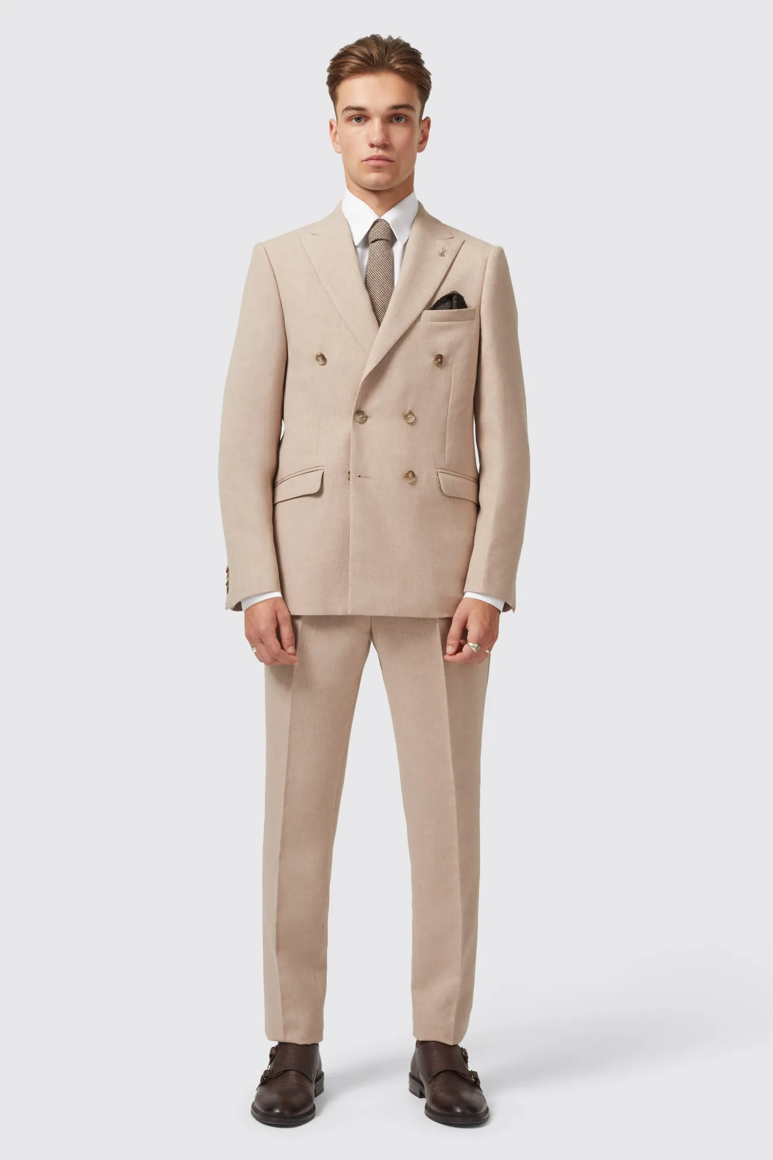 Bresnan Slim Fit Neutral Double Breasted Suit