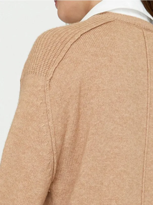 Brochu Walker V-Neck Layered Pullover Camel