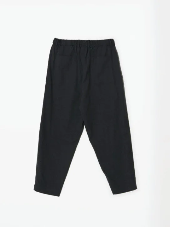 Brushed Wool Gabardine Tapered Pants | Black