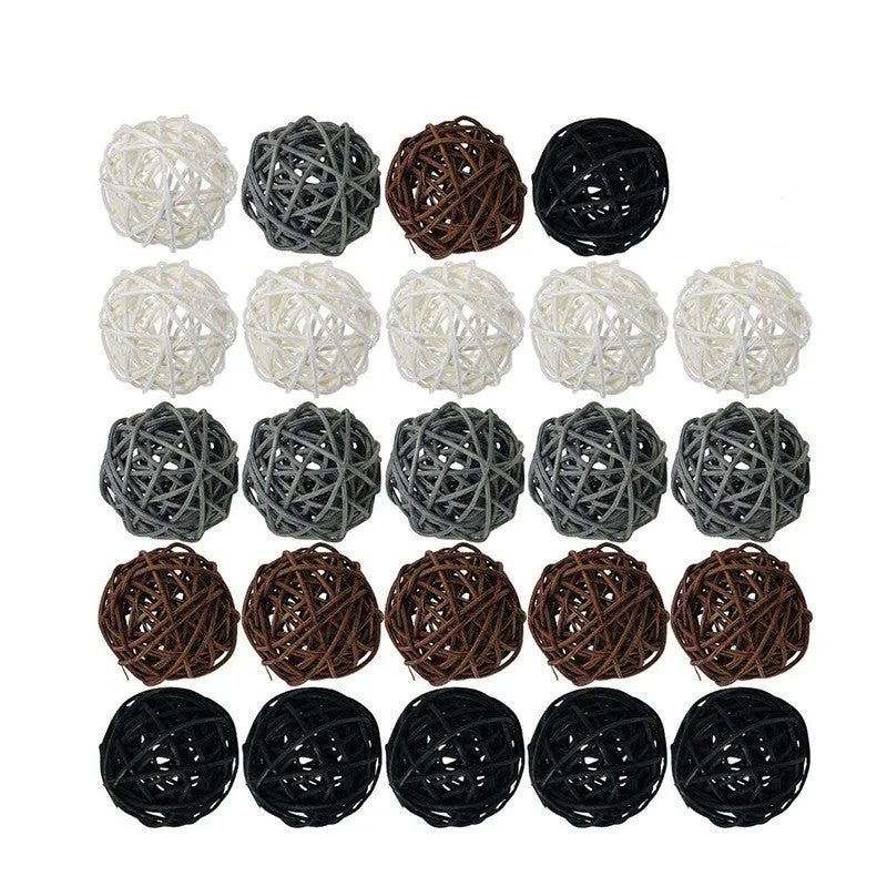 Bulk 24pcs Rattan Balls Wicker Balls Twig Orbs Spheres Bowl Fillers Vase Fillers Wholesale