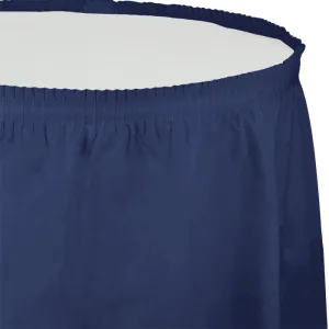 Bulk Navy Plastic Tableskirt 29 inch x 14 ft (6 per Case)