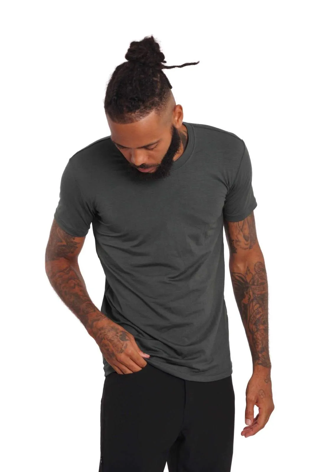 Cairo Crew Neck Mens Muscle Fit T Shirt - Steel Grey