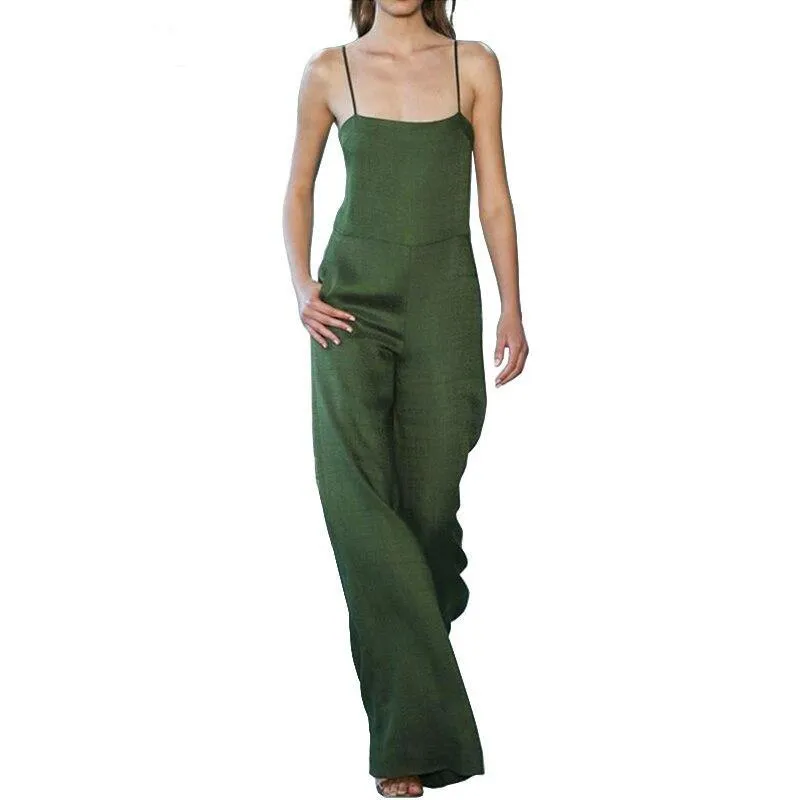 Cami Jumpsuit Women Wide Leg Slip Jumpsuits Spaghetti Strap Jumpsuit