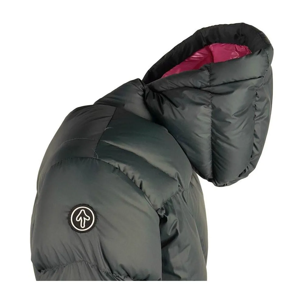 Centogrammi Elegant Fuchsia-Lined Grey Down Duvet Jacket