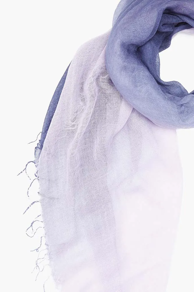 Chan Luu Crown Blue Pastel Lilac Dip Dyed Cashmere and Silk Scarf