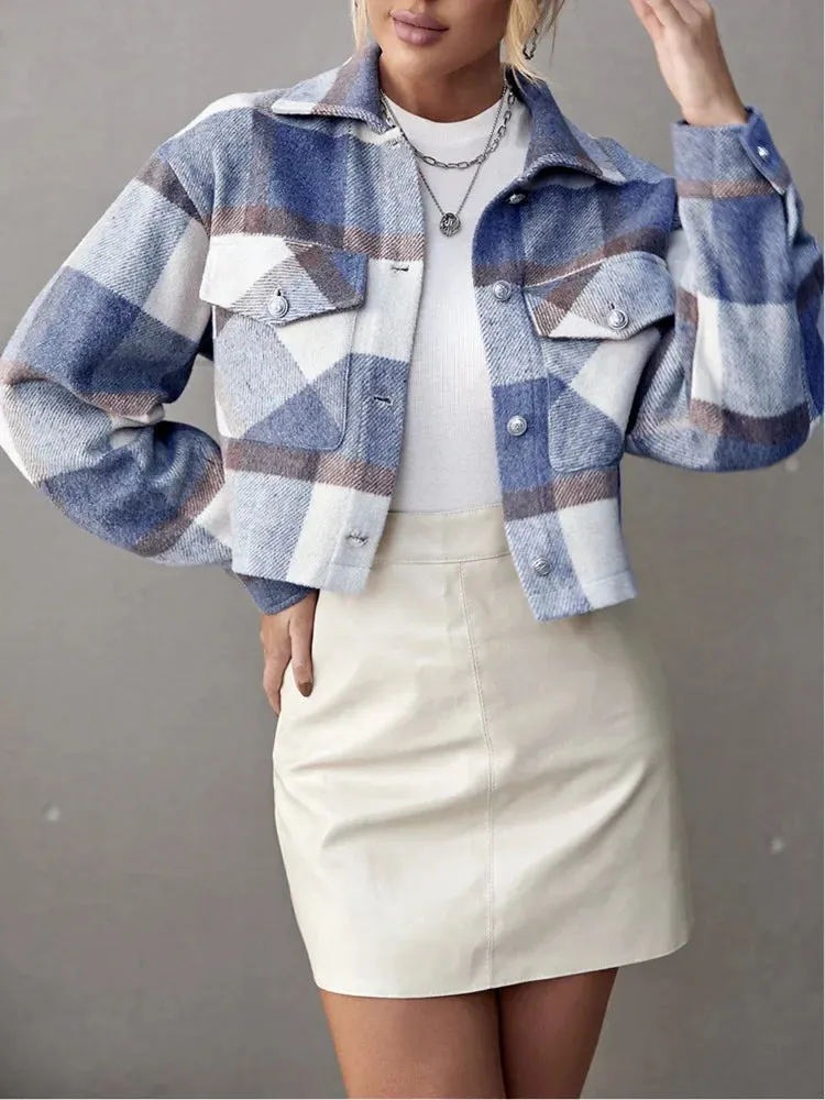 Chic Cropped Plaid Jacket