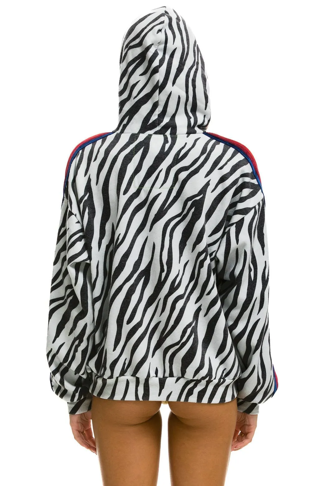 CLASSIC RELAXED PULLOVER HOODIE WITH ZIPPER POCKETS - ZEBRA