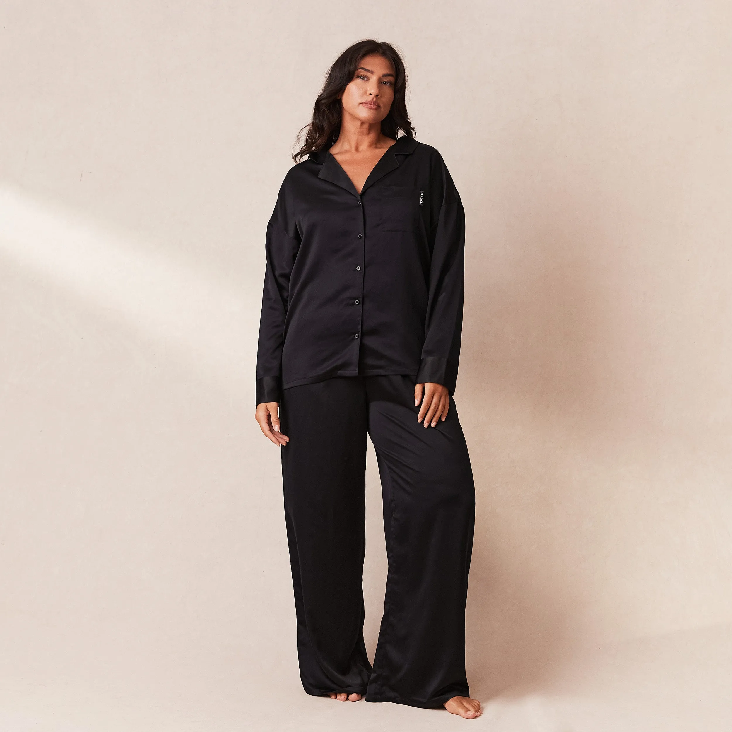 Classic Satin Pyjama Trousers - Black