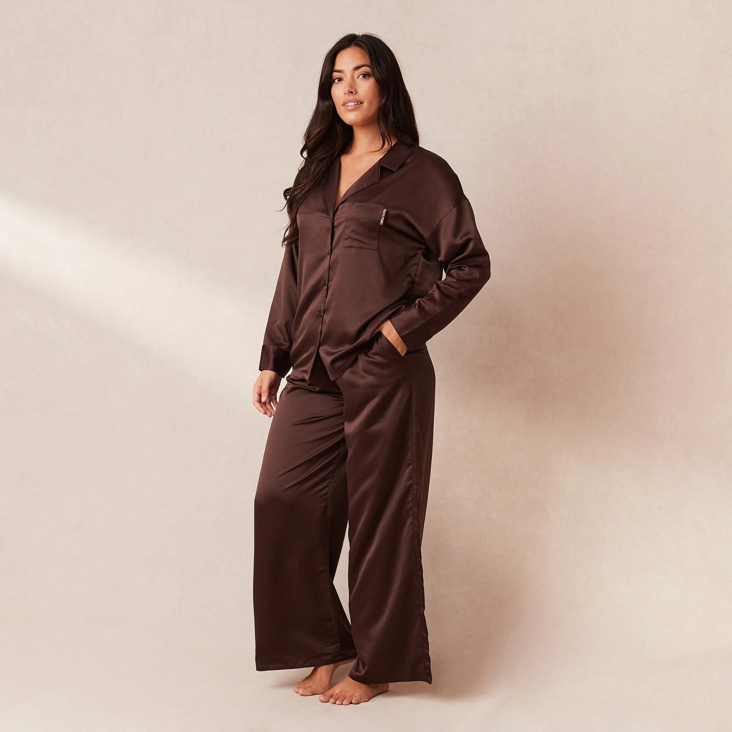 Classic Satin Pyjama Trousers - Chocolate