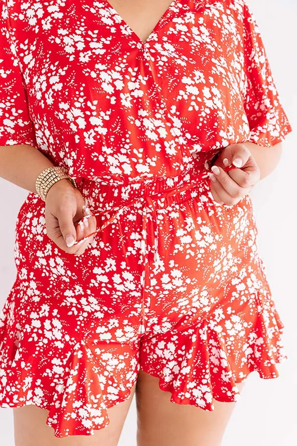 Cocktails And Cabanas Romper In Red Curves