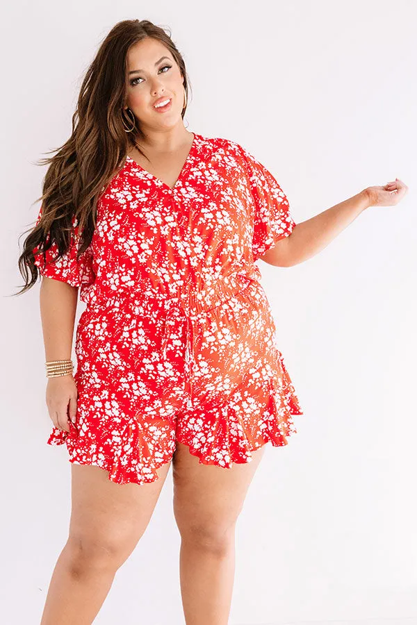 Cocktails And Cabanas Romper In Red Curves