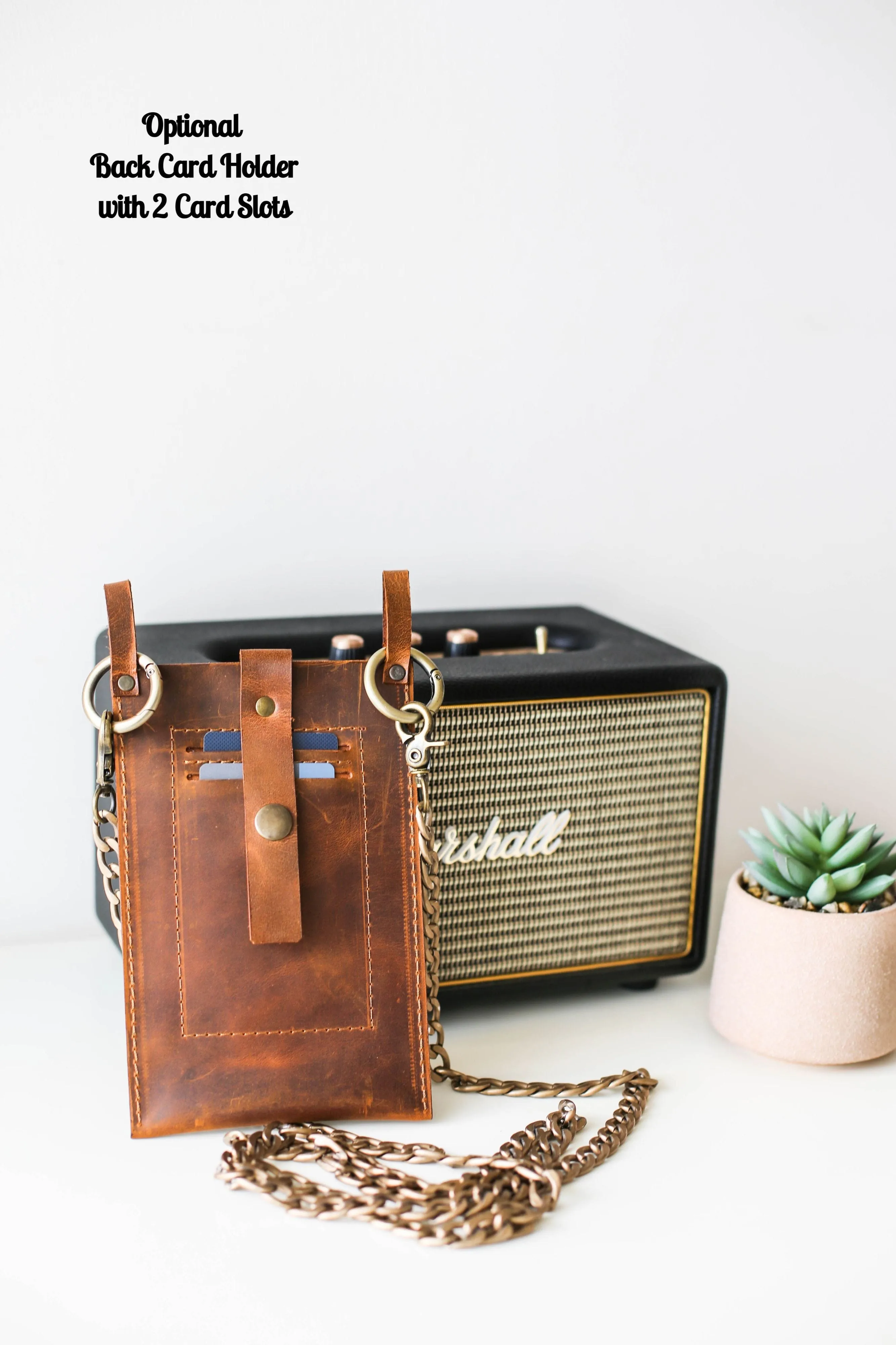 Coffee Brown Leather Phone Bag