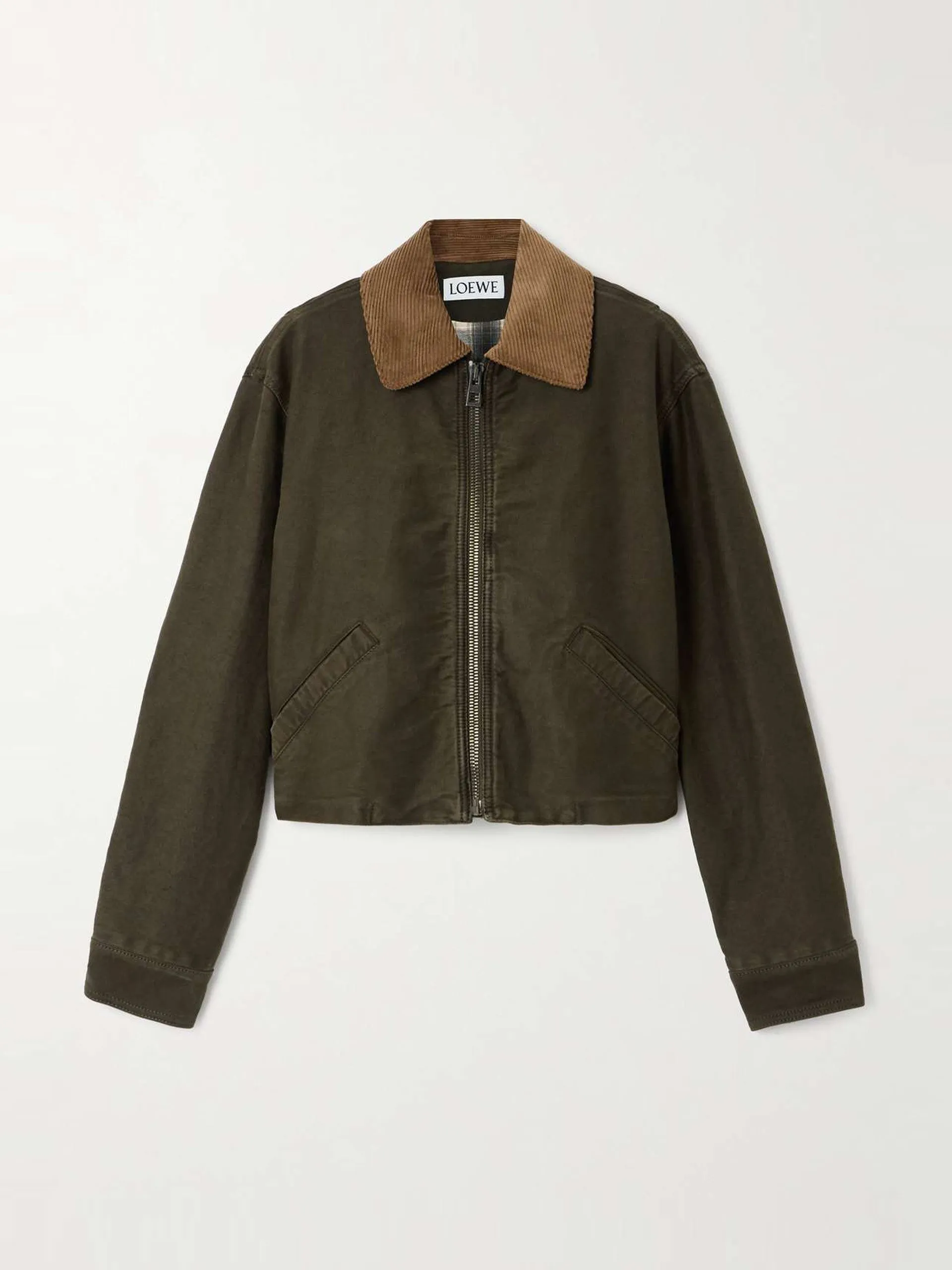 Corduroy-trimmed cotton jacket