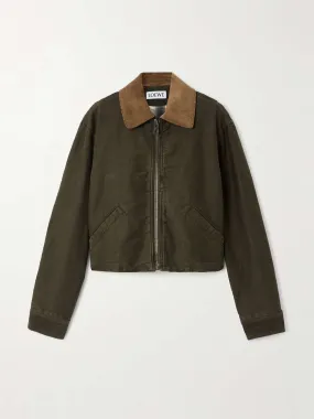 Corduroy-trimmed cotton jacket