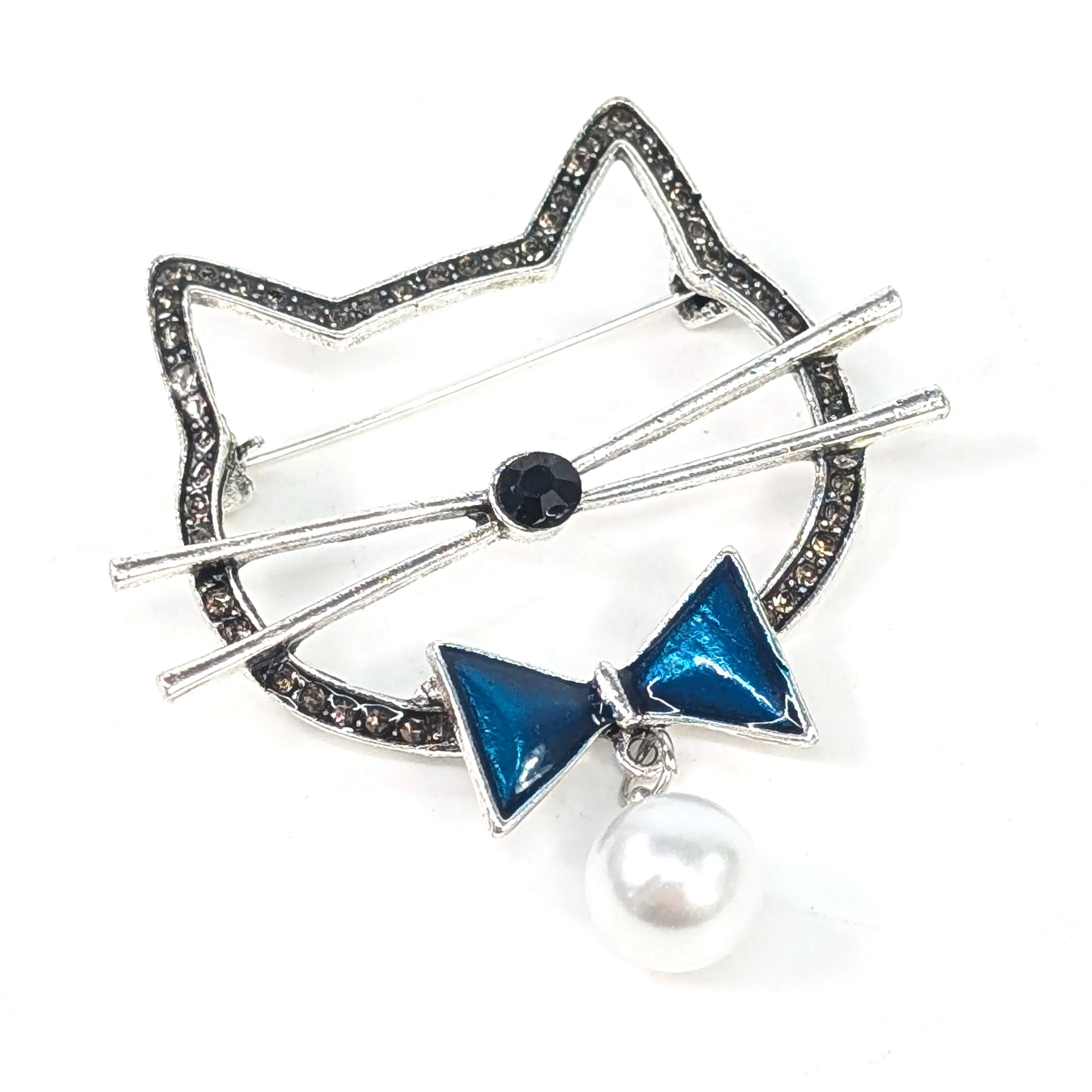 Creative Cat Gift Set - Cat Scarf & Diamante Brooch