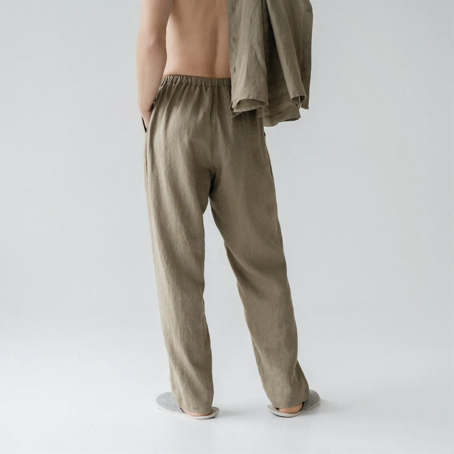 Currant Khaki Linen Loungewear Set