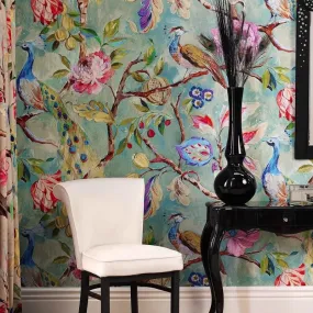 Custom Wallpaper Bold Colorful Floral Wall Mural (㎡)