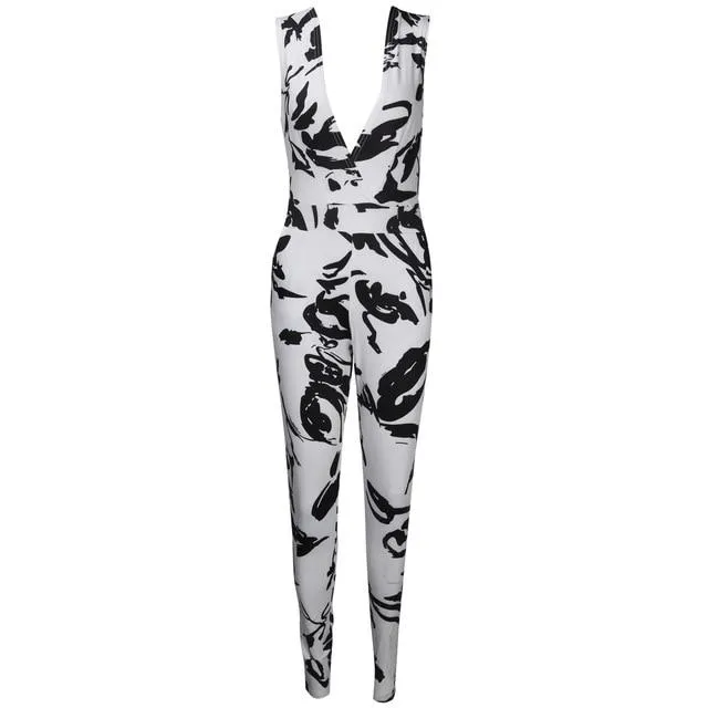 Deep V Sleeveless Jumpsuit