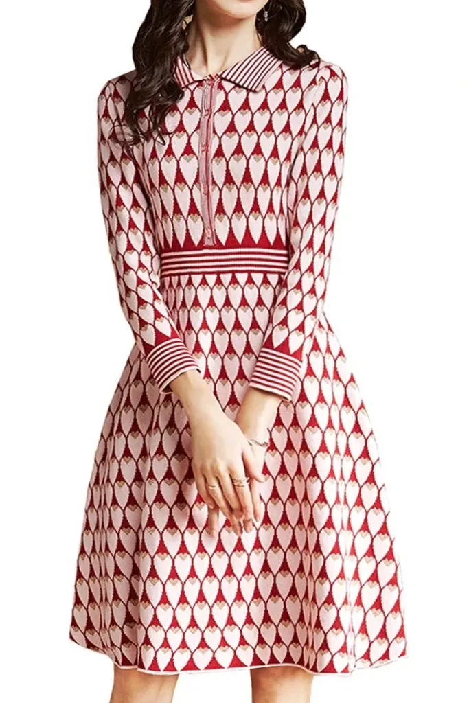 Dimery Red Jacquard-knit Dress