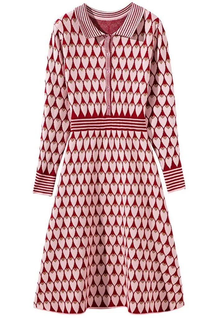 Dimery Red Jacquard-knit Dress