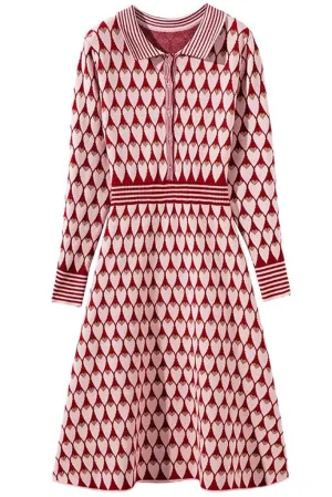 Dimery Red Jacquard-knit Dress