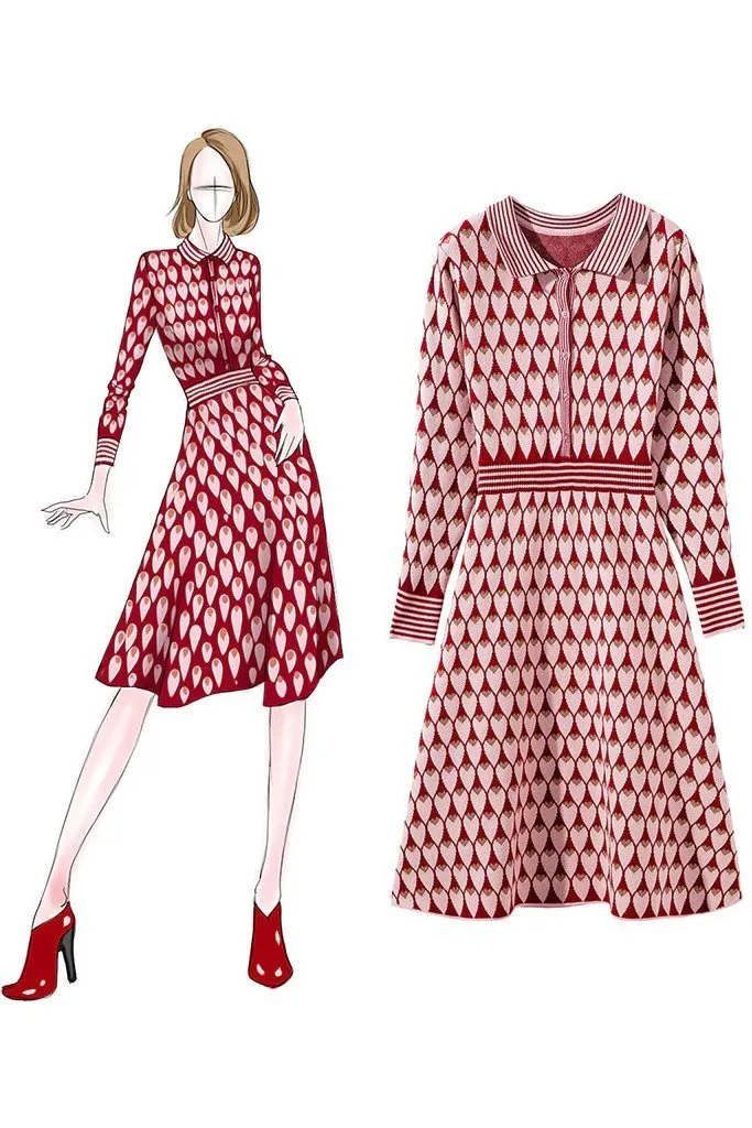 Dimery Red Jacquard-knit Dress