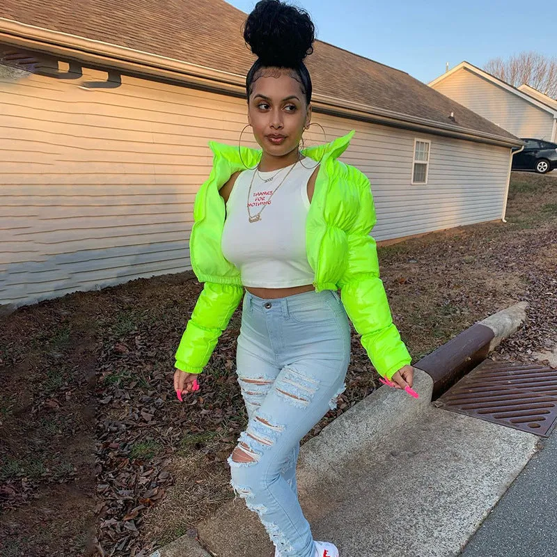 Diva 90s retro bubble crop puffer jacket coat