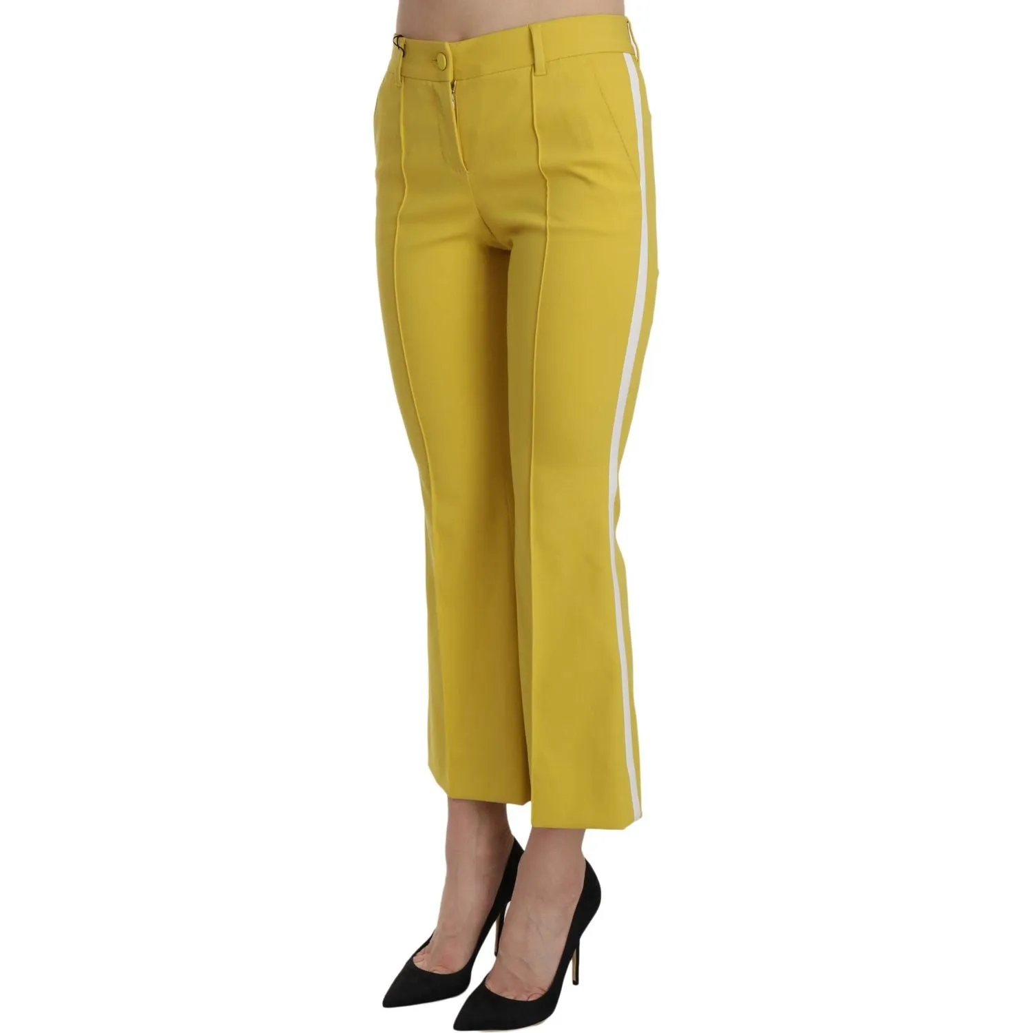 Dolce & Gabbana Chic Yellow Flare Pants for Elegant Evenings