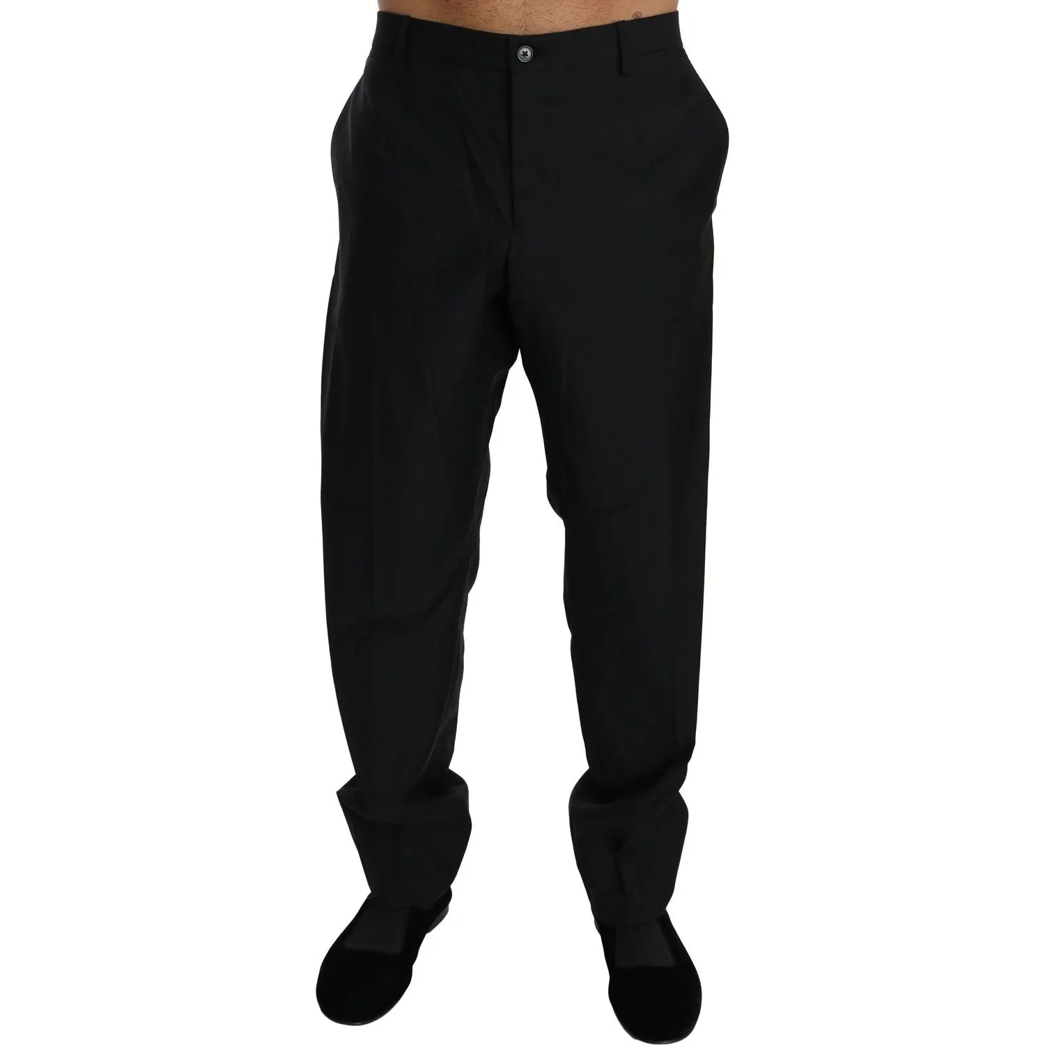 Dolce & Gabbana Elegant Black Virgin Wool Dress Pants