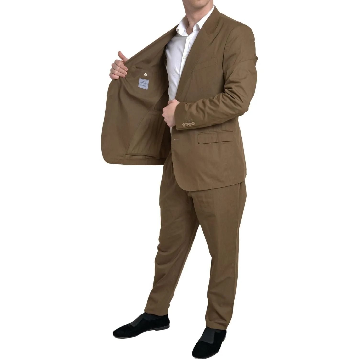 Dolce & Gabbana Elegant Brown Silk Blend Taormina Suit