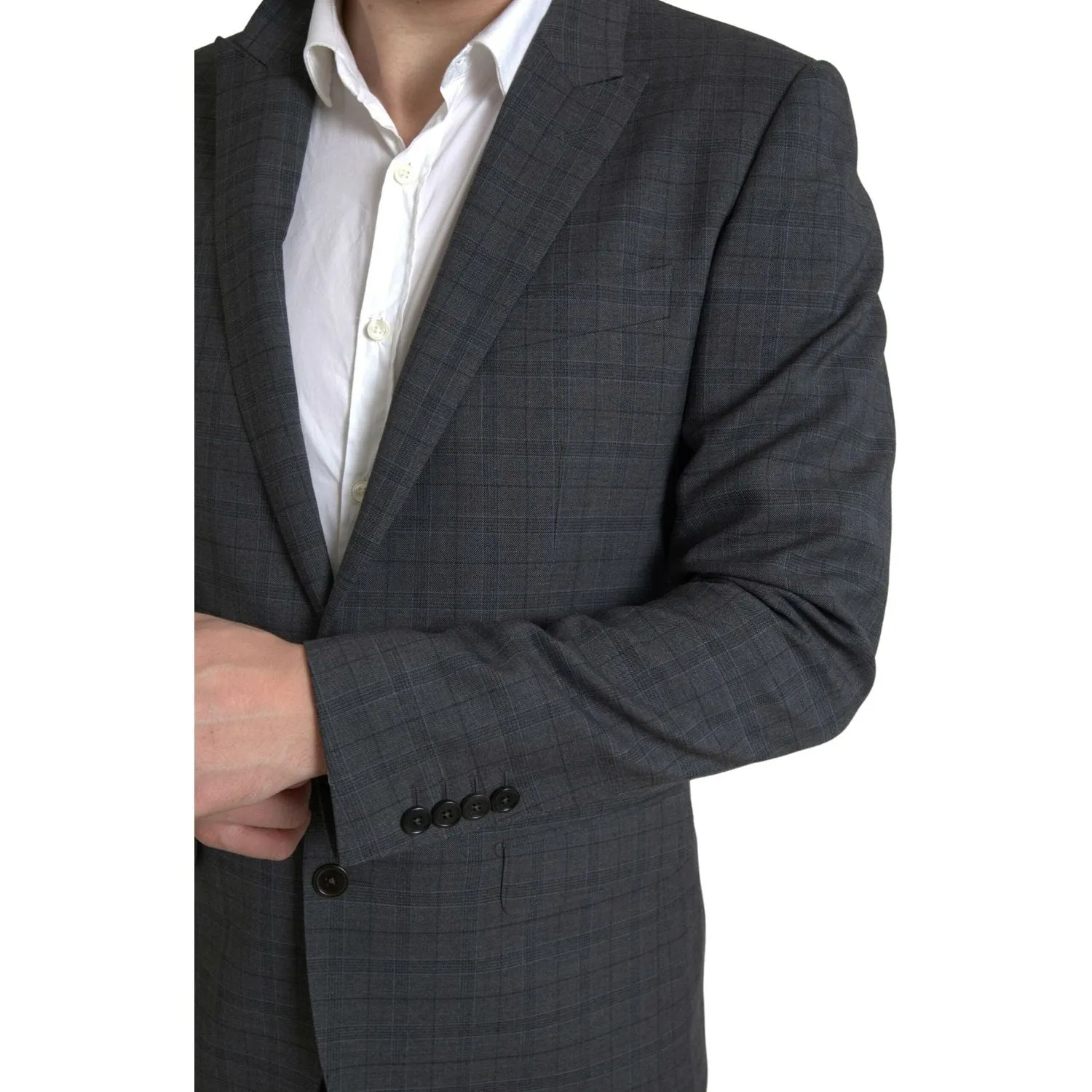 Dolce & Gabbana Elegant Grey Checkered Slim Fit Suit