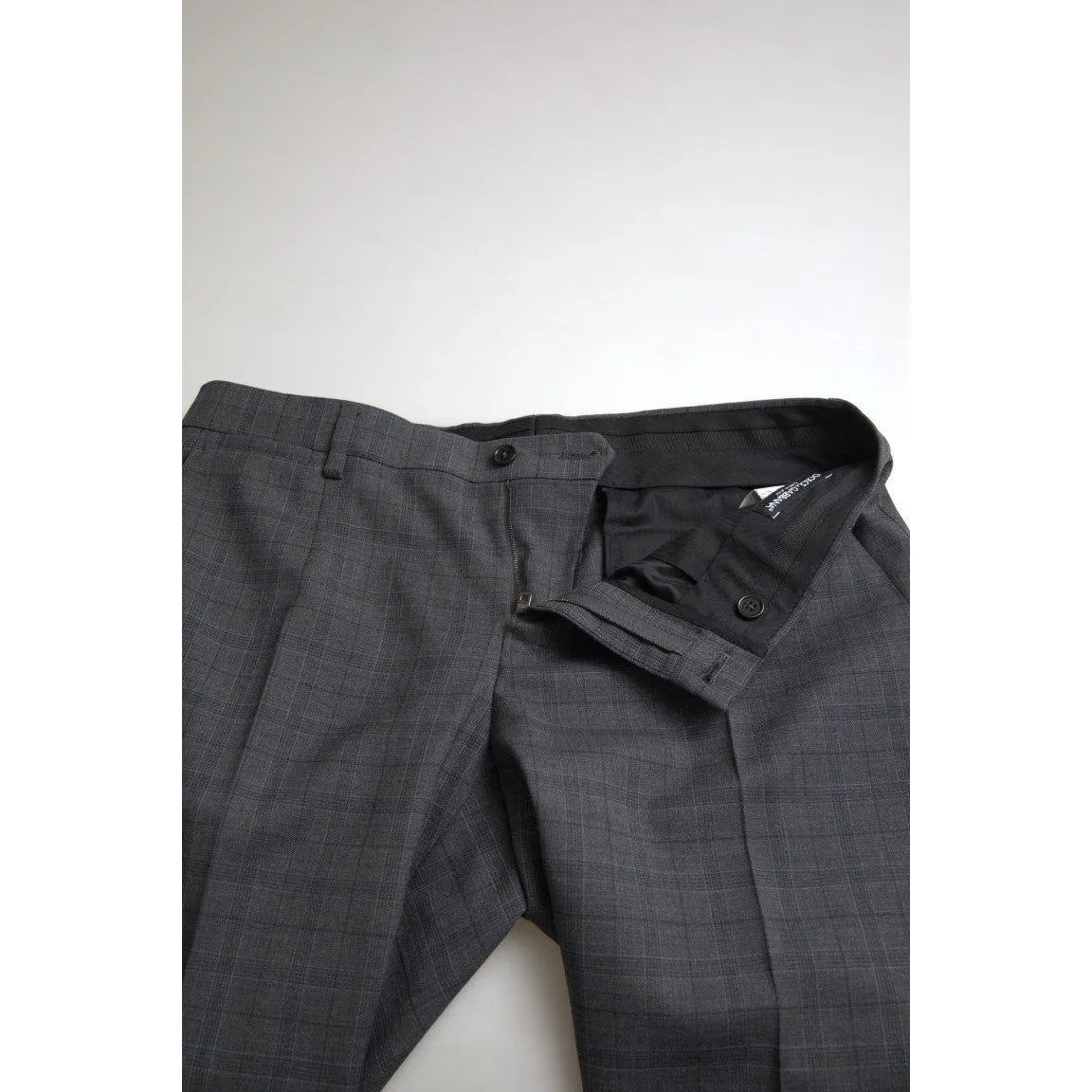 Dolce & Gabbana Elegant Grey Checkered Slim Fit Suit