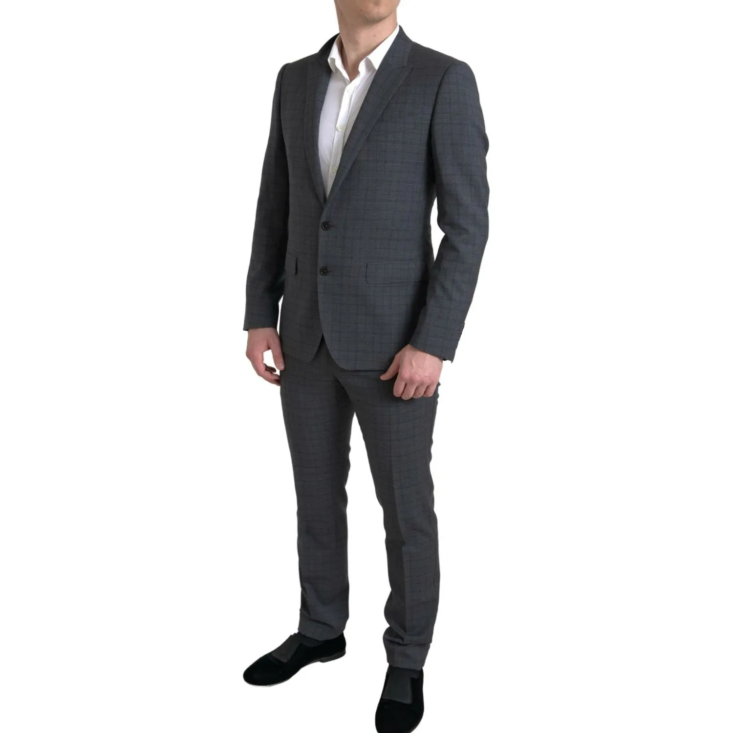 Dolce & Gabbana Elegant Grey Checkered Slim Fit Suit