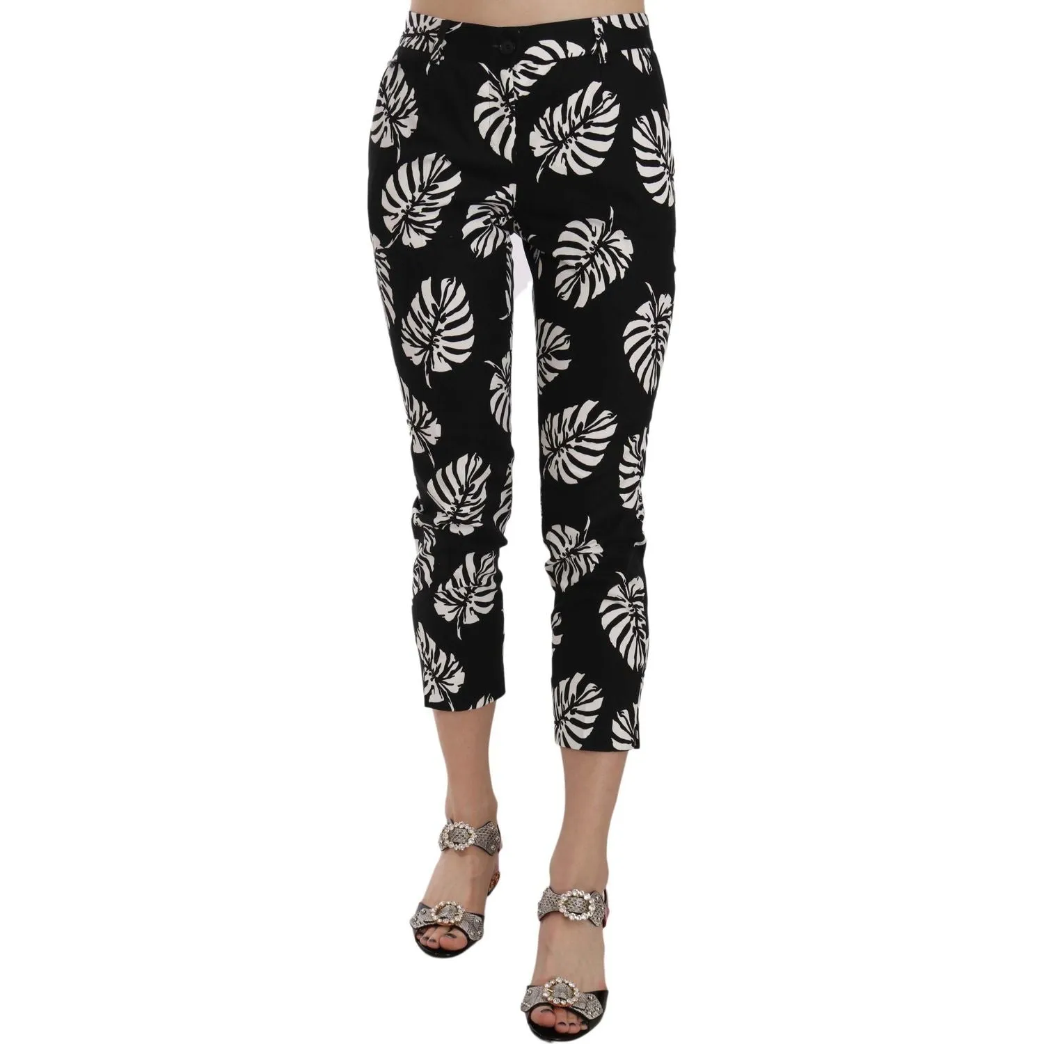 Dolce & Gabbana Elegant Skinny Capri With Palm Print