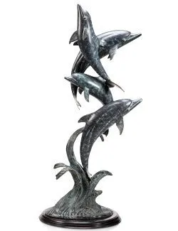 Dolphins At Play Floor Sculpture