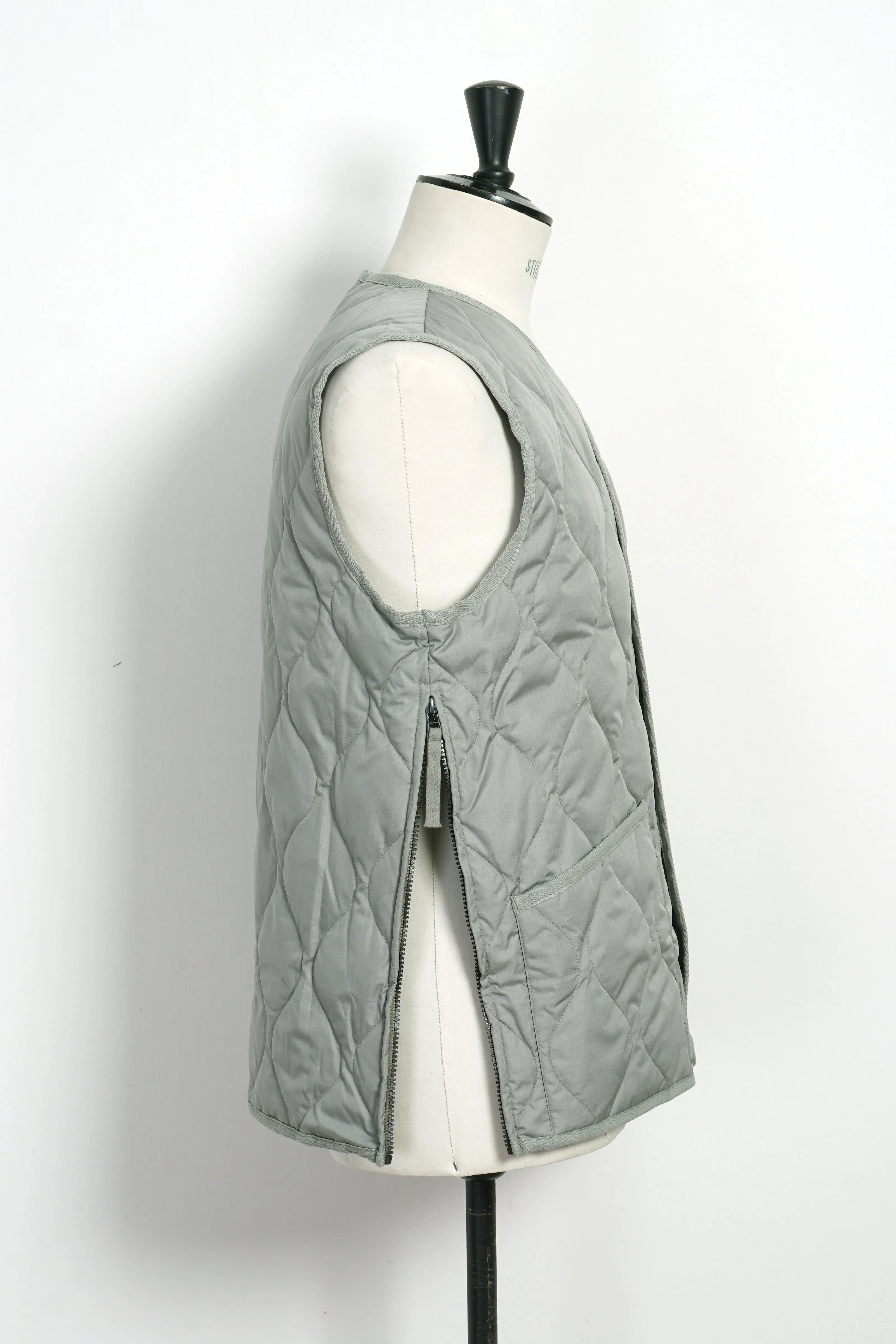 DOWN VEST | Military V-Neck Down Vest | Sage Green