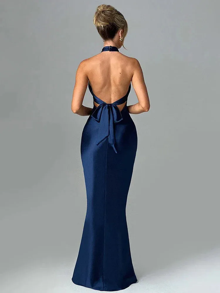 Elegant Long Bodycon Halter Backless Nightclub Sexy Party Maxi Dress