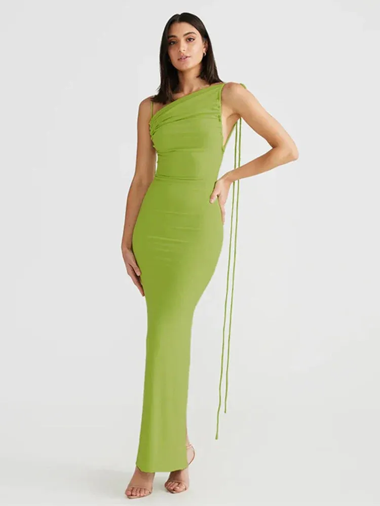 Elegant Long Halter Backless Nightclub Bodycon Sexy Spring Summer Maxi Dress