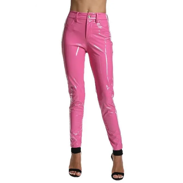 Elegant Stretch Leather Pants For Women