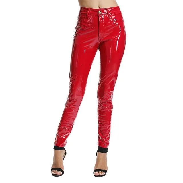 Elegant Stretch Leather Pants For Women