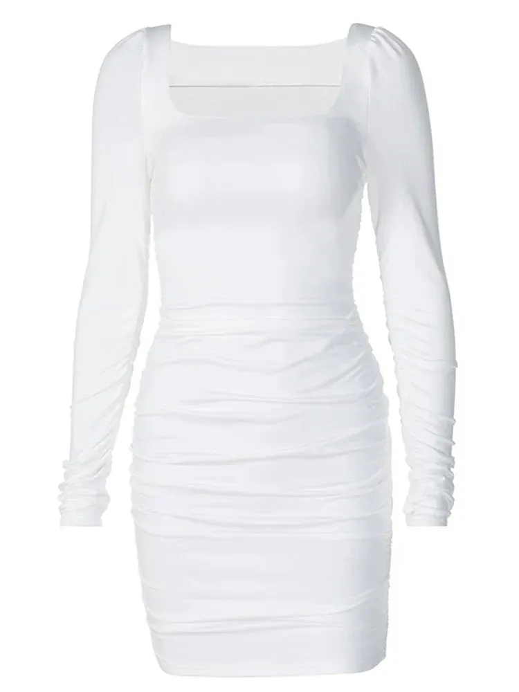 Elegant White Mini Dress for Sexy Parties and Clubbing