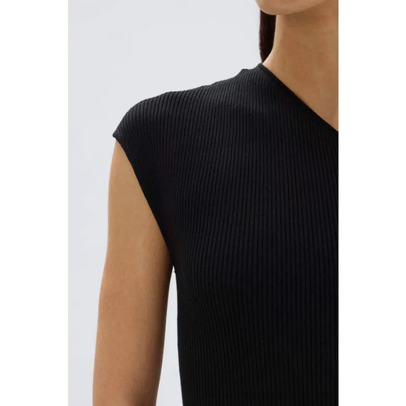 Elodie One Shoulder Knit Midi Dress | Black