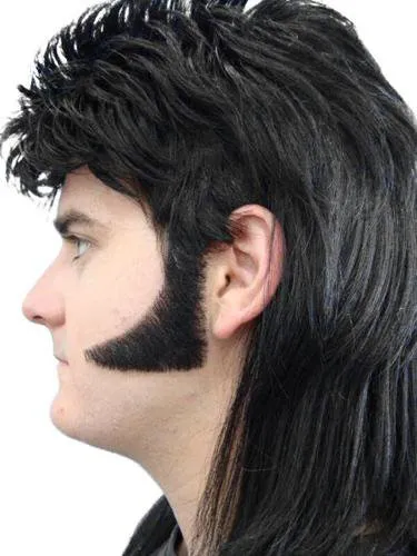 Elvis 70's Black Stick-on Sideburns Costume Accessory