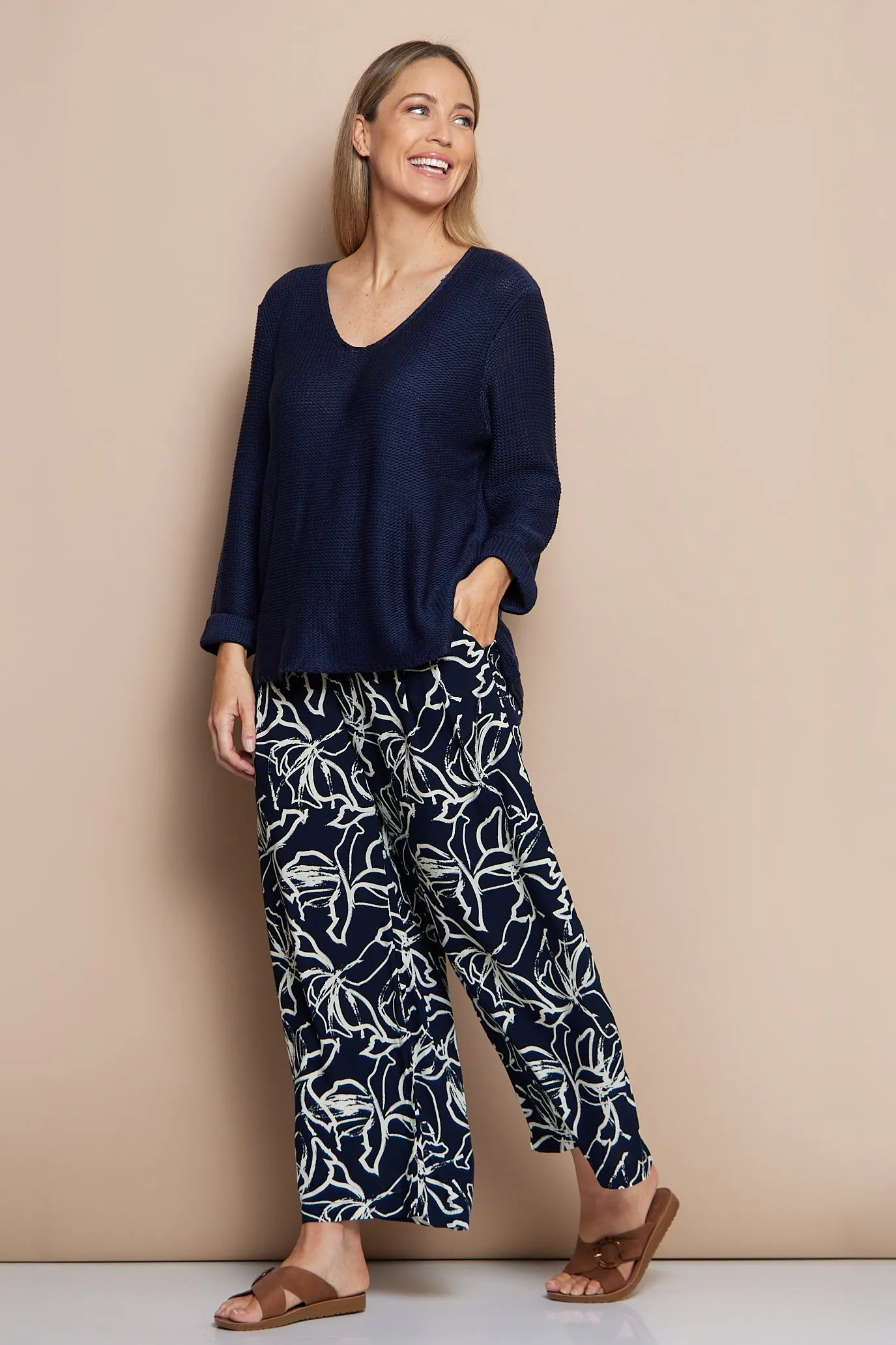 Emmy Cotton Knit Jumper - Navy