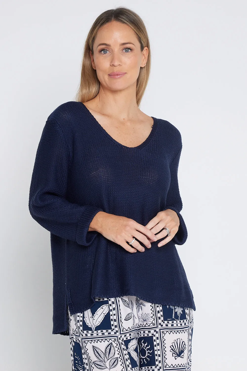 Emmy Cotton Knit Jumper - Navy