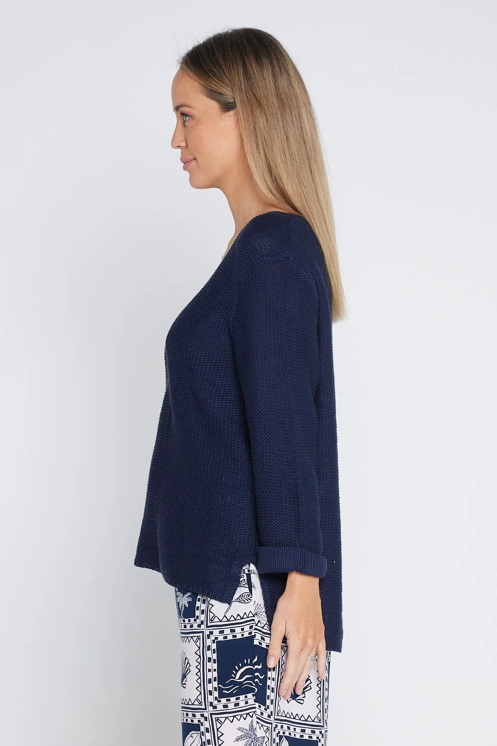 Emmy Cotton Knit Jumper - Navy