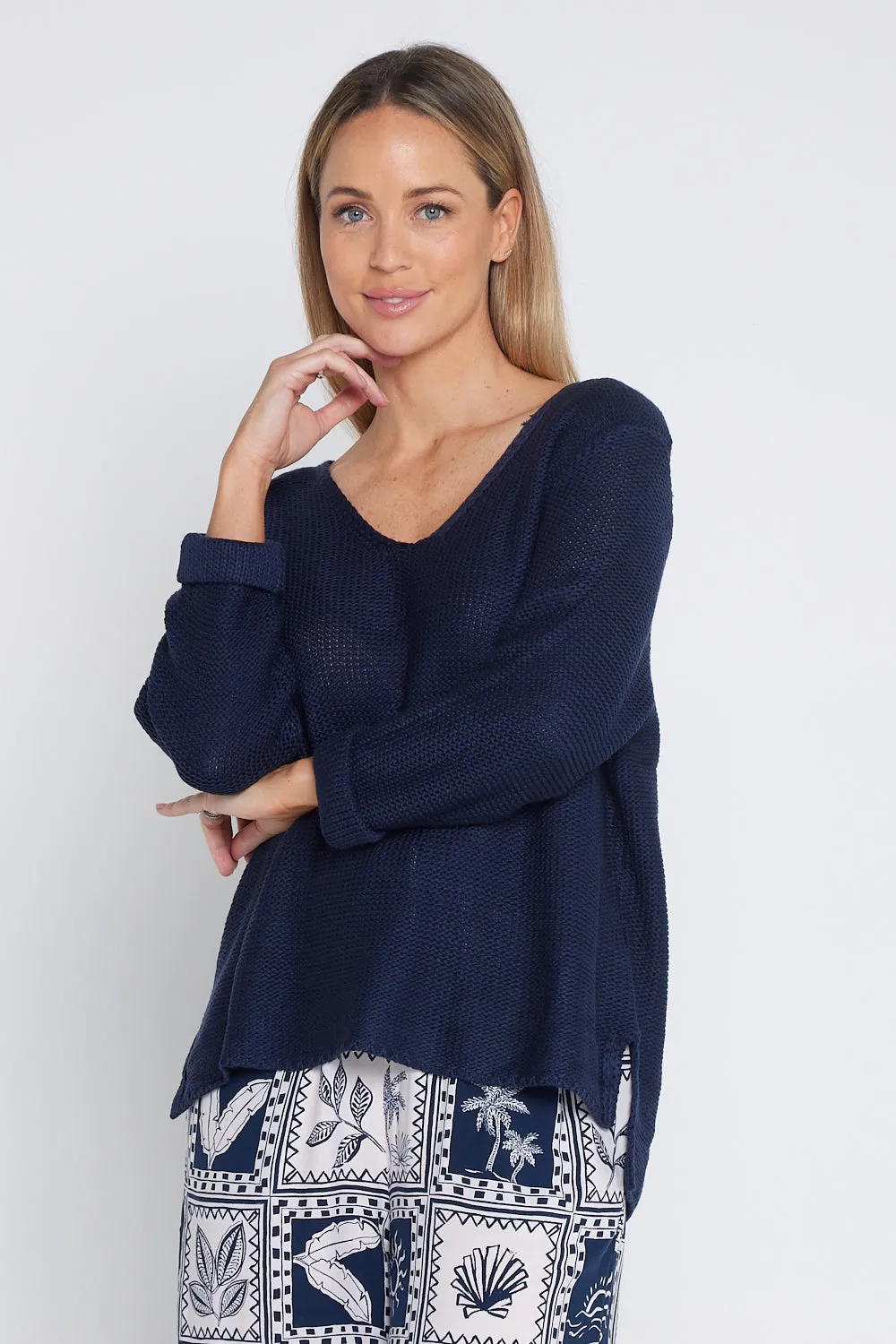 Emmy Cotton Knit Jumper - Navy