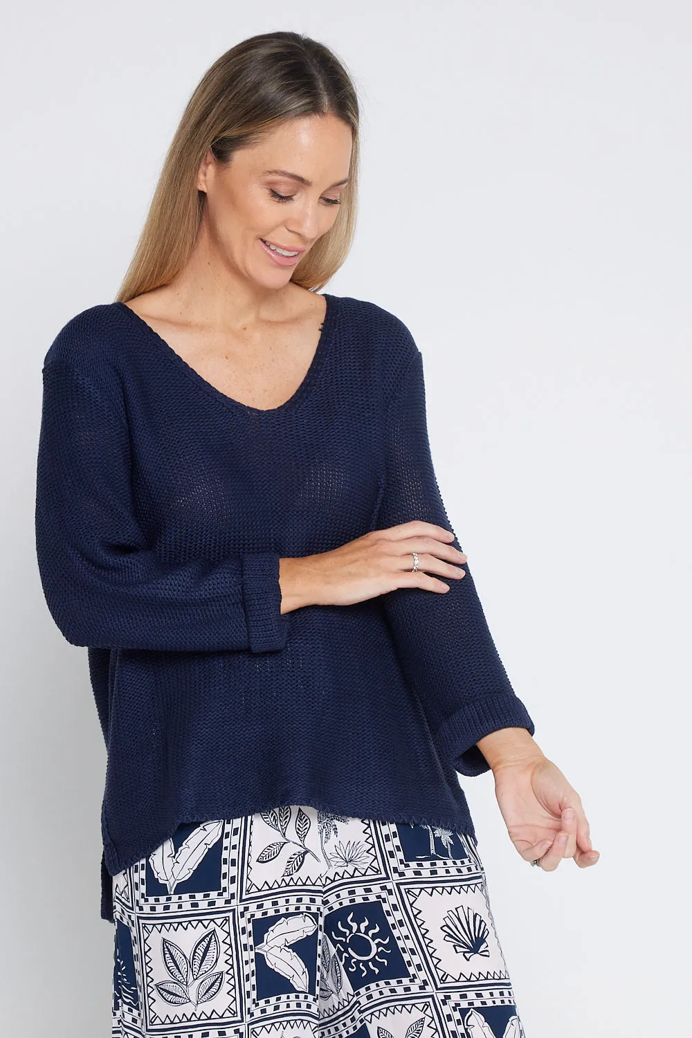 Emmy Cotton Knit Jumper - Navy