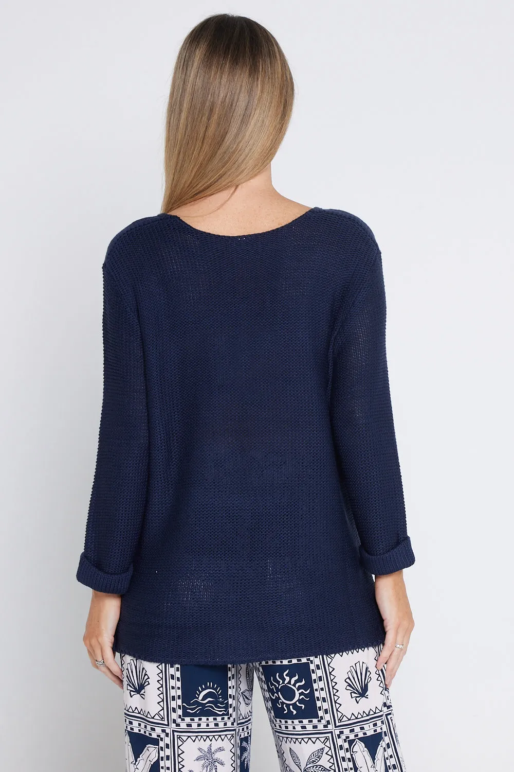 Emmy Cotton Knit Jumper - Navy