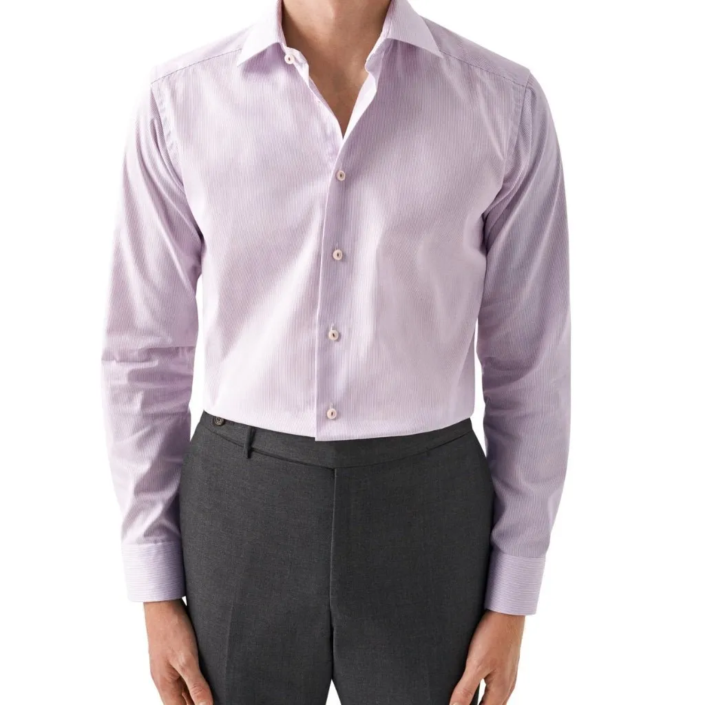 ETON Striped Twill Contemporary Single Cuff Business Shirt LIGHT PURPLE